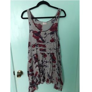 Free People Grey Trapeze Slip with Flowers